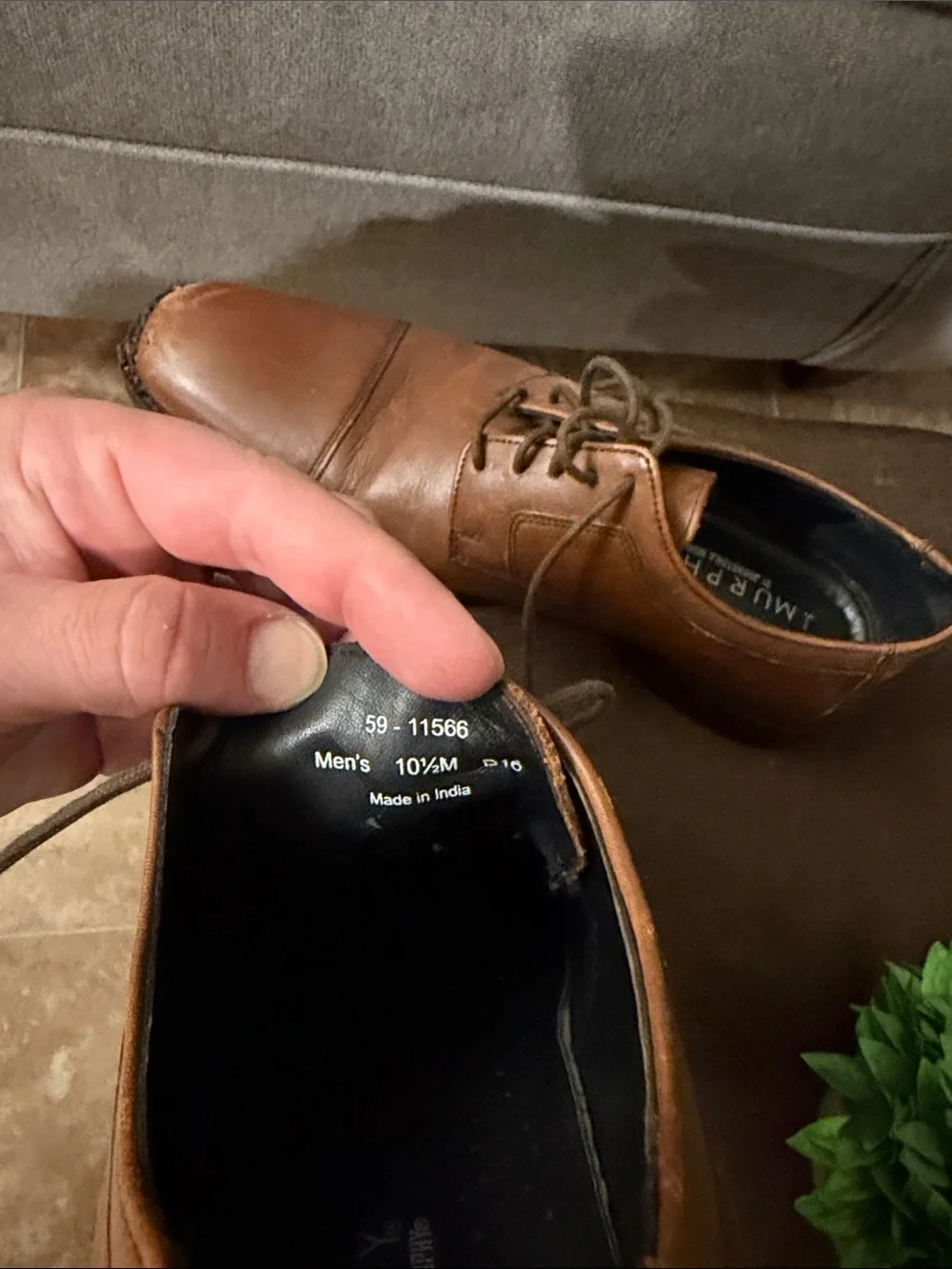 Men's Tan Leather Cap-Toe Derby Shoes - Unbranded